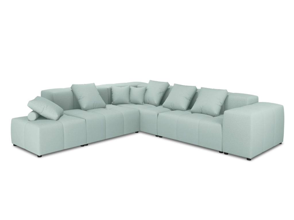 Cosmopolitan Design - Divano angolare modulare reversibile "Rome" 7 posti in tessuto strutturato menta 