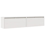Set di 2 pensili da parete dal design moderno per riporre oggetti decorativi 80 x 30 x 35 cm realizzati in legno massello di pino bianco 02_0048075