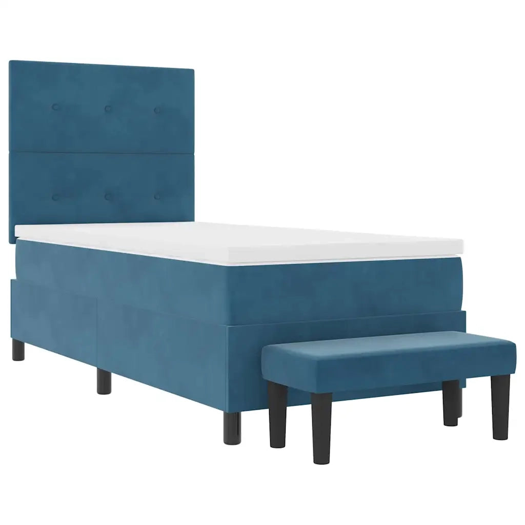Letto a molle con materasso Blu scuro 100 x 200 cm Velluto