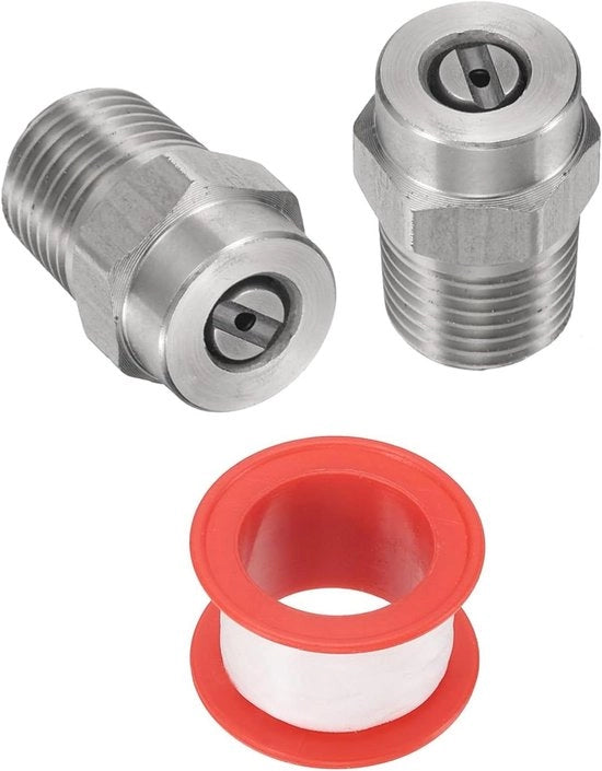 Hogedrukreiniger Mondstukken in Acciaio Inox, 2 Stuks - 1/4 pollici Maschio NPT - Per Pistola Idraulica e Onervloerreiniger - 15 Gradi - 1.382 mm