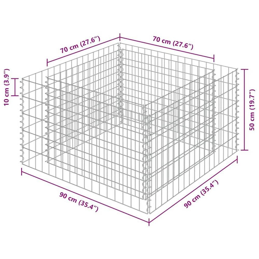 Gabion Raised Bed Galvanized Steel 90x90x50 Cm