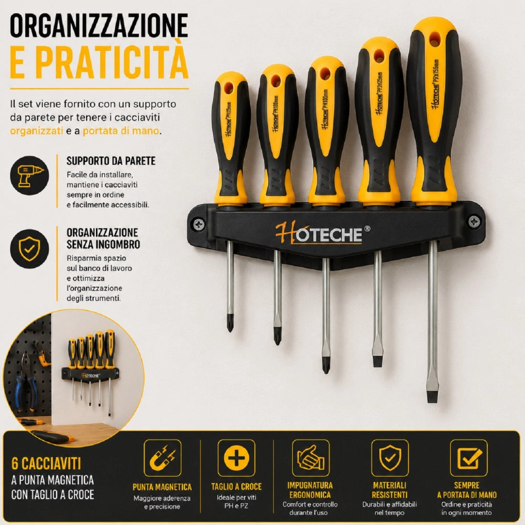 Set 7 cacciaviti con punta magnetica a croce e a taglio giraviti isolati 241106