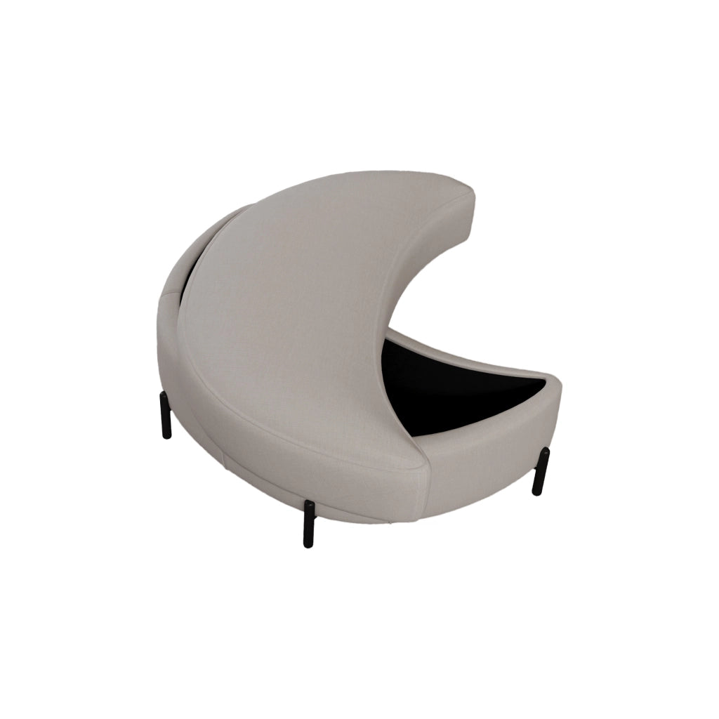 Pouf Poggiapiedi con Vassoio ¨C MINIMAL ¨C Tessuto Chenille, Beige