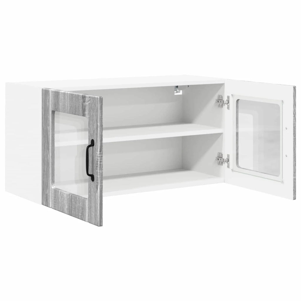 Pensile da cucina | Mobile in vetro da parete PORTO Grigio Sonoma 80 x 31 x 40 cm