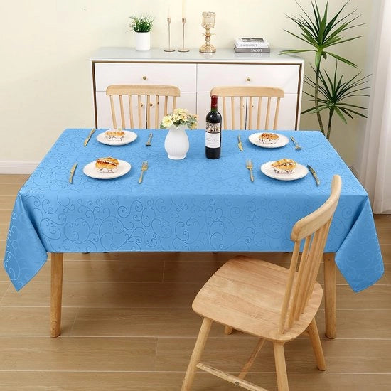 Tavolino quadrato 100 x 140 cm con tessitura Jacquard blu impermeabile