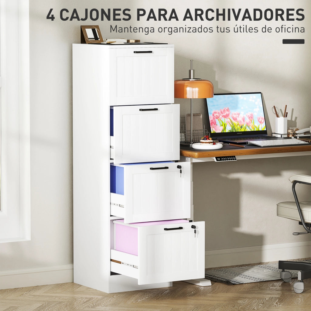 Cassettiera con 4 Cassetti ¨C zephmum ¨C Bianco 40x40x131 cm