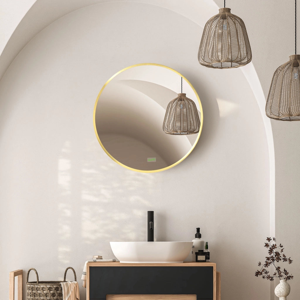Specchio Tondo da Parete ¨C zephmum ¨C Oro, ?50 cm