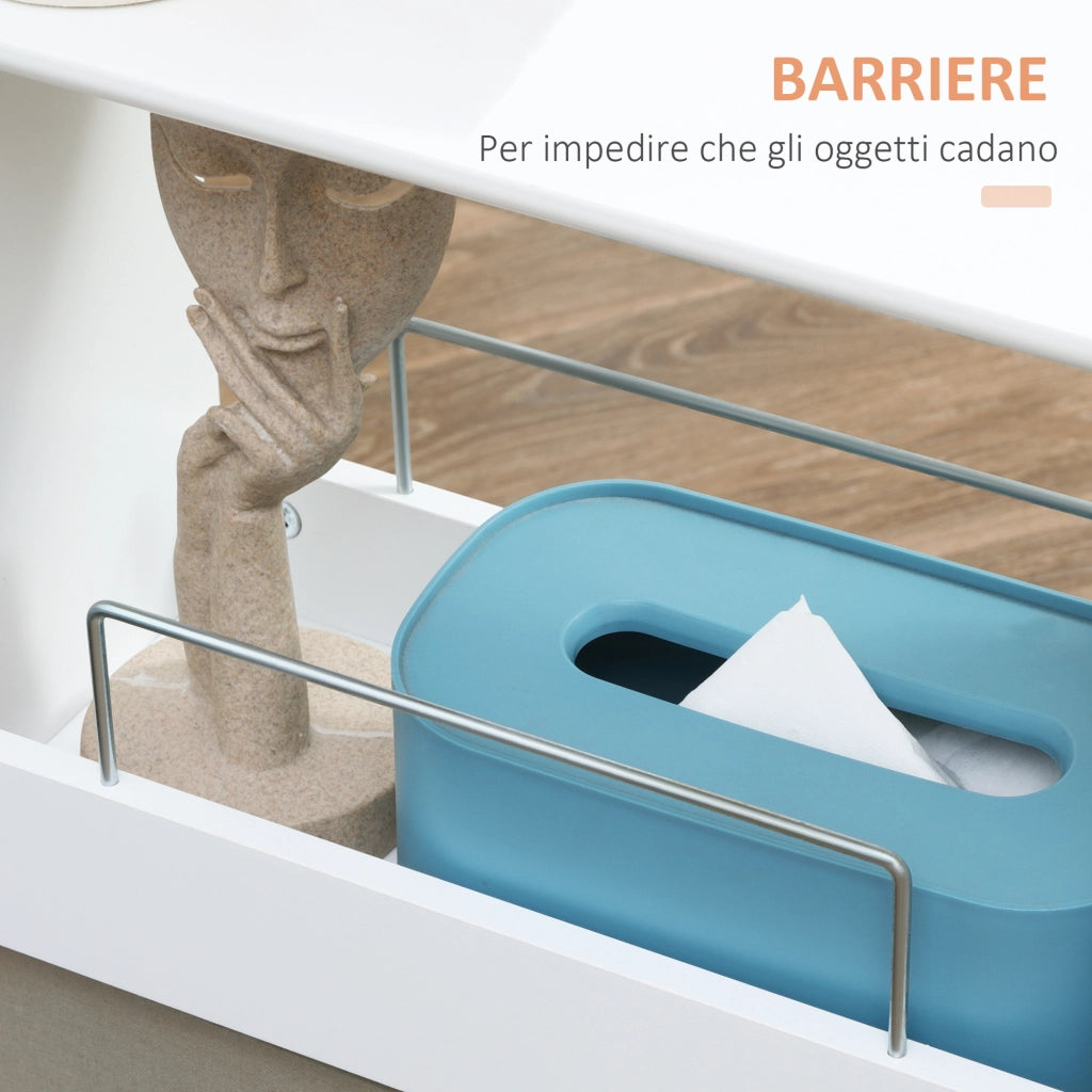 Carrello Salvaspazio Multiuso in Legno MDF e Ruote, 42.5x20.3x66.7cm, Bianco