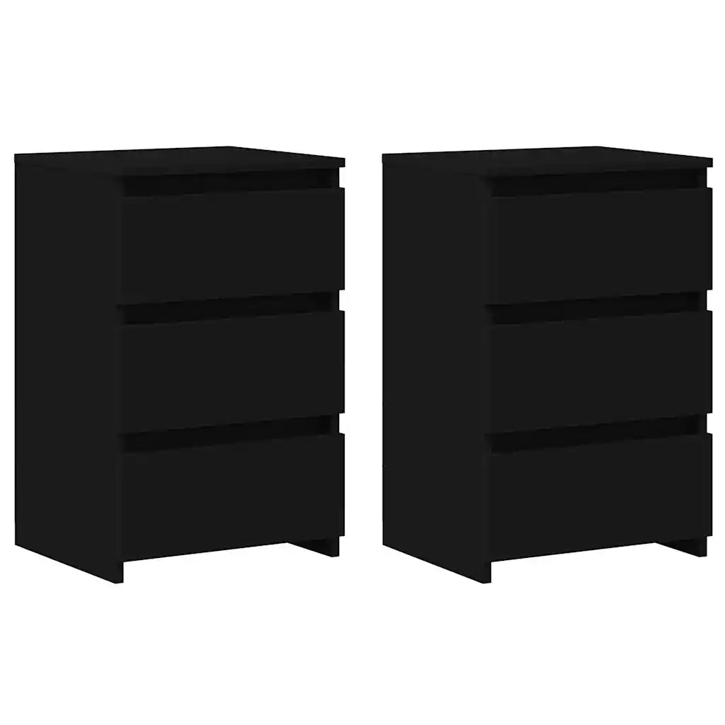 Comodini 2 pz Neri 40x35x62,5 cm in Legno Multistrato 806214