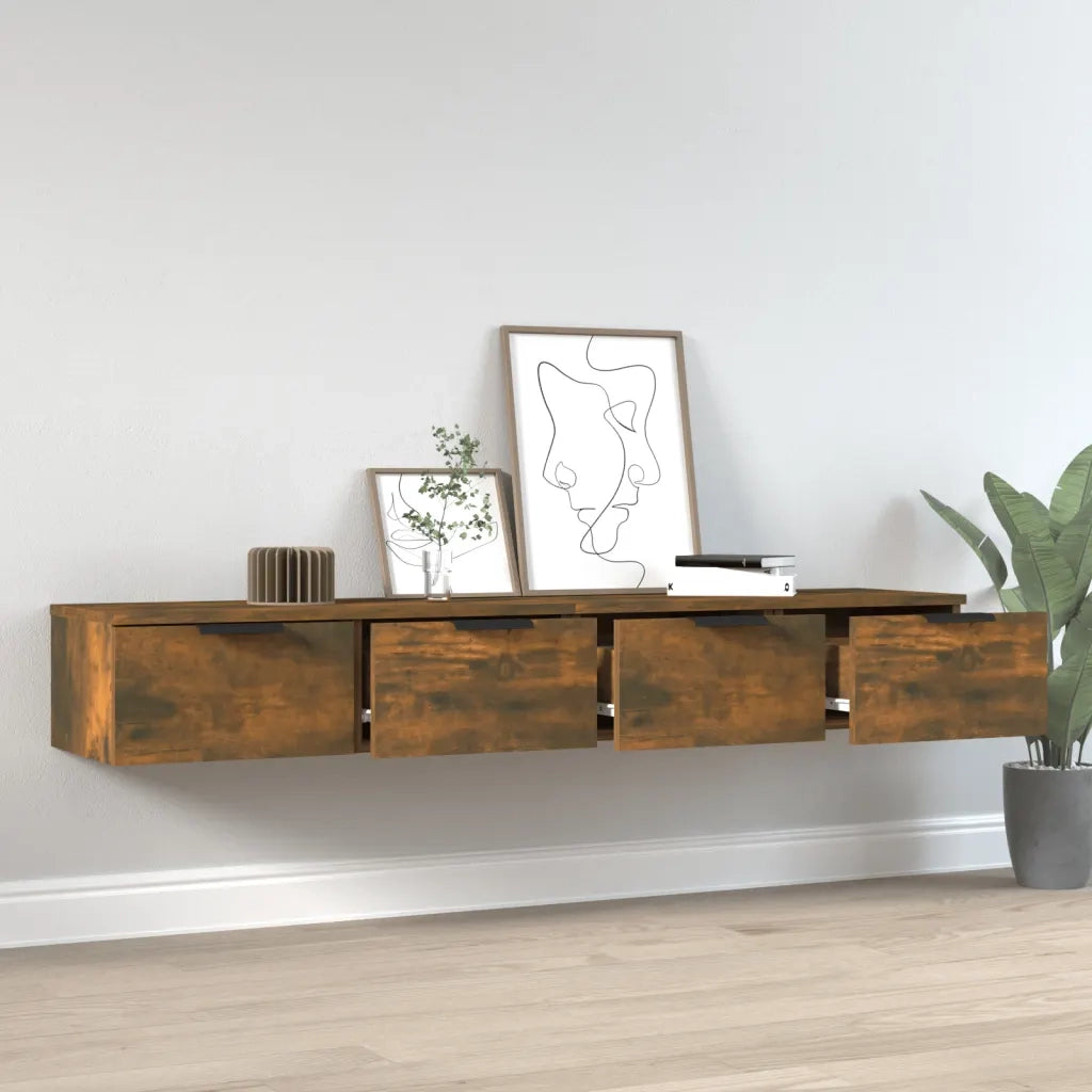Mobili Pensili 2 pz Rovere Fumo 68x30x20 cm Legno Multistrato cod mxl 32929