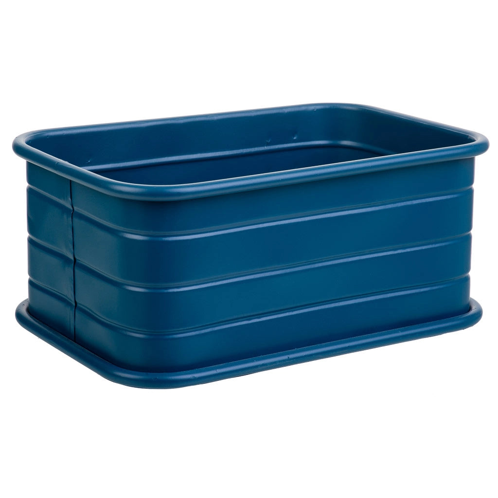 Cestino rettangolare in metallo stampato blu 32x21x14