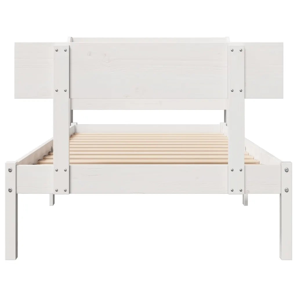Letto senza Materasso Bianco 90x190 cm in Legno Massello Pino 3306606