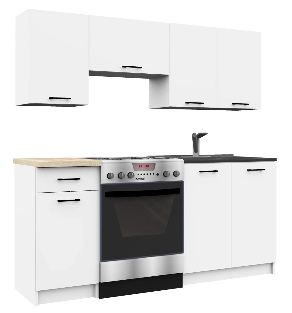 AKORD Set di Mobili da Cucina OLIWIA 180 cm Bianco 180 cm 7 ante 1 cassetto 180x46x203 cm