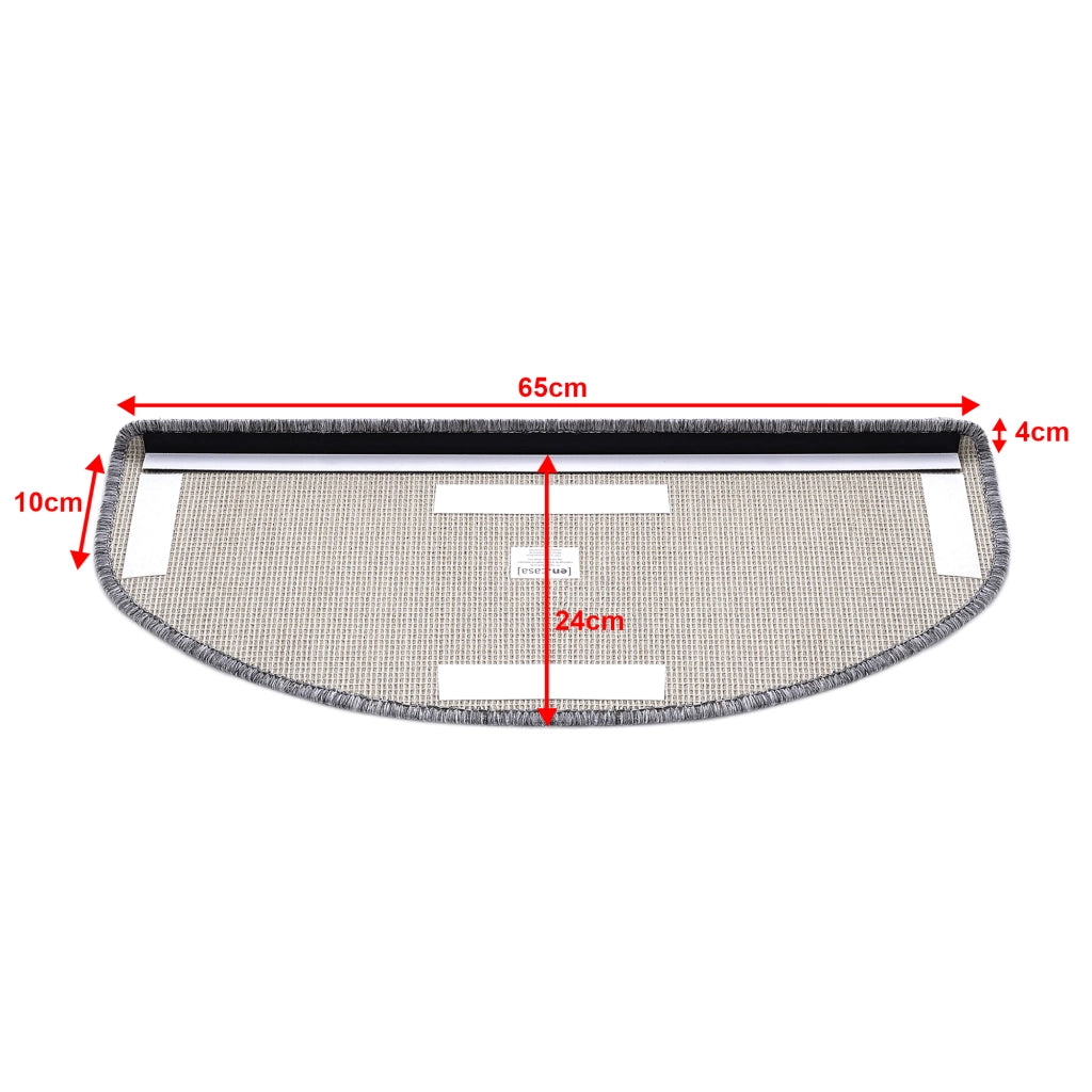 Set da 15 Tappeti Coprigradini per Scale Interne - Mezzaluna - Grigio Chiaro [en.casa]