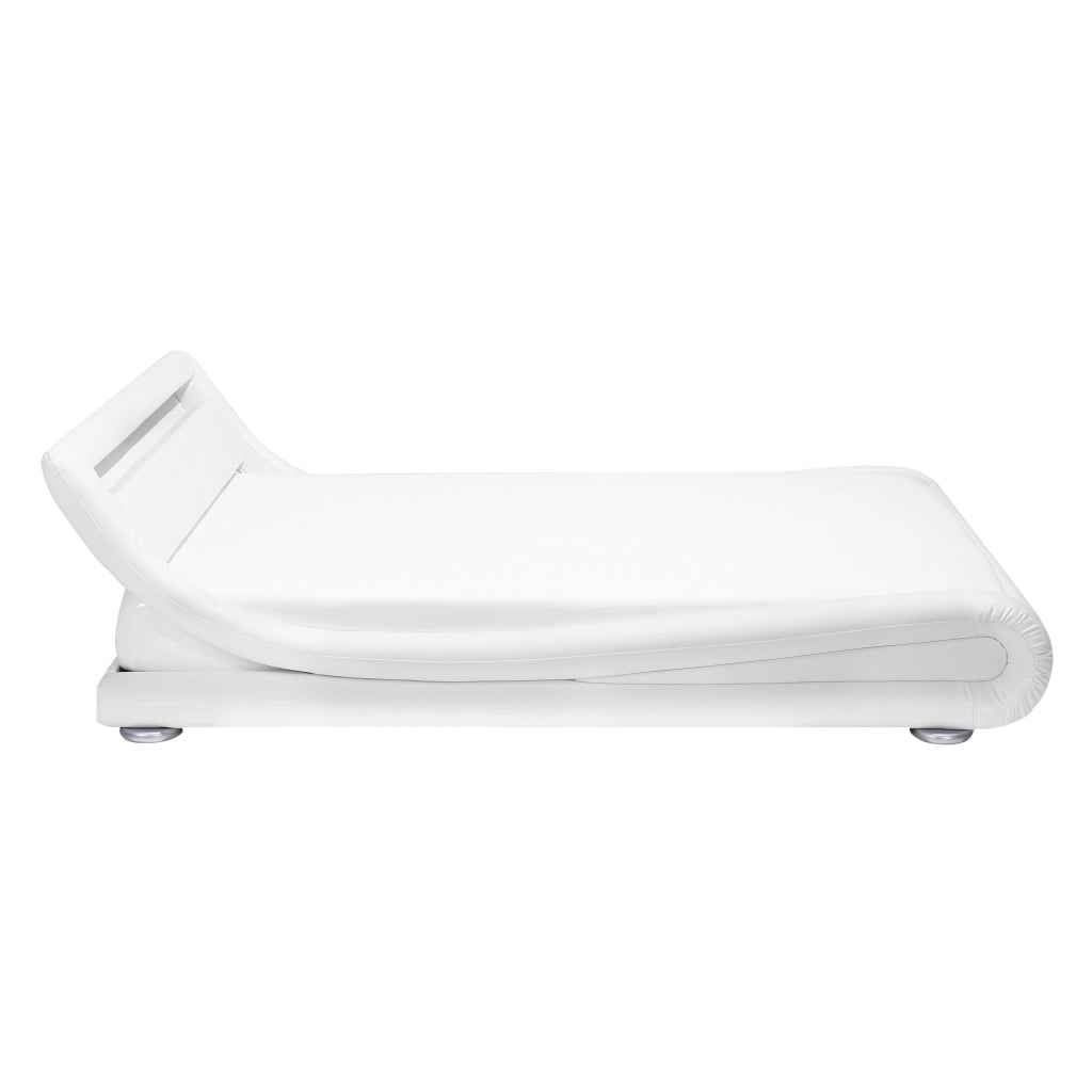 Piattaforma Letto ad acqua in ecopelle bianca 140 cm 6 matrimoniale con accessori per materassi Testiera illuminata a LED