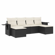 Set Divano da Giardino 6 pz | Set Salotto da Giardino con Cuscini Nero in Polyrattan