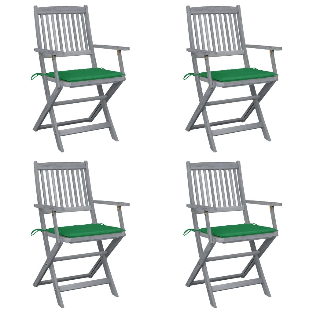Sedie da Giardino Pieghevoli 4pz con Cuscini in Massello Acacia cod mxl 6327