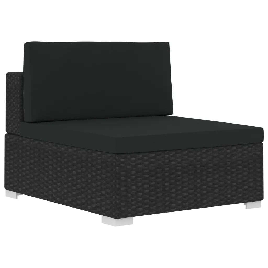 Set Divani da Giardino 4 pz | Set Salotto da Giardino con Cuscini in Polyrattan Nero