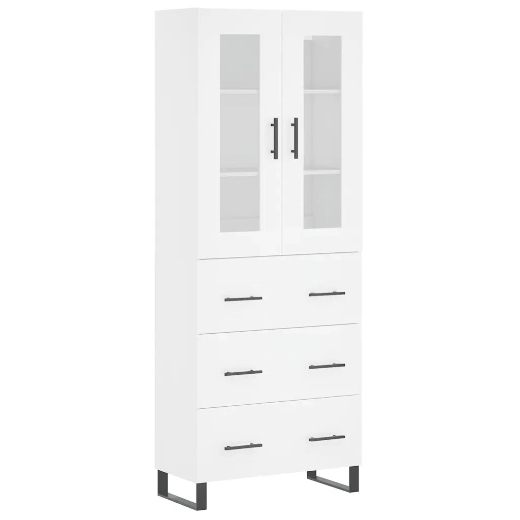 Credenza-Buffet-Armadio da cucina Bianca 69,5x34x180 cm in Legno Multistrato 274085