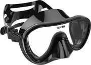 Maschera da snorkeling per bambini e adulti con viso stretto - set completo di maschera, siringa e attacco - chiusura rapida e senza clip nera