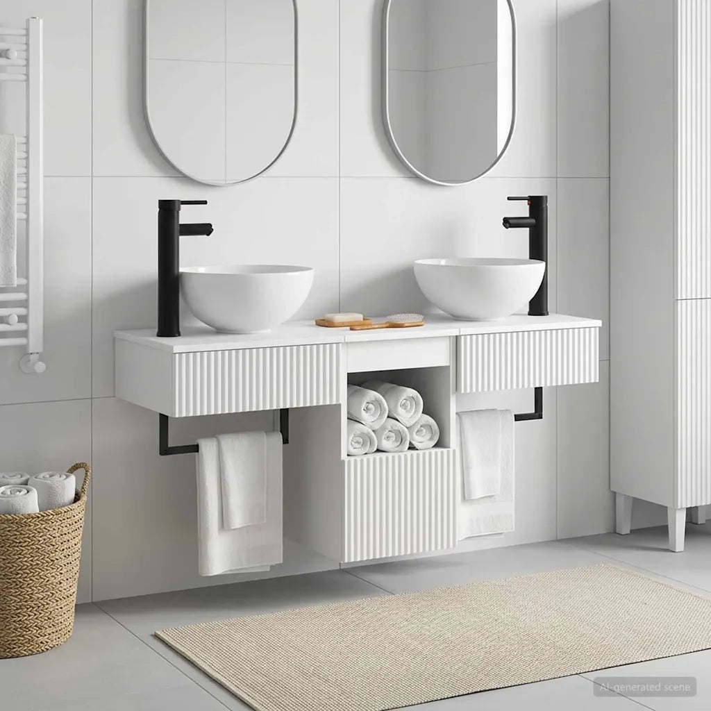 Set di mobili per il bagno 3 pz Bianco Legno ingegnerizzato 3405577