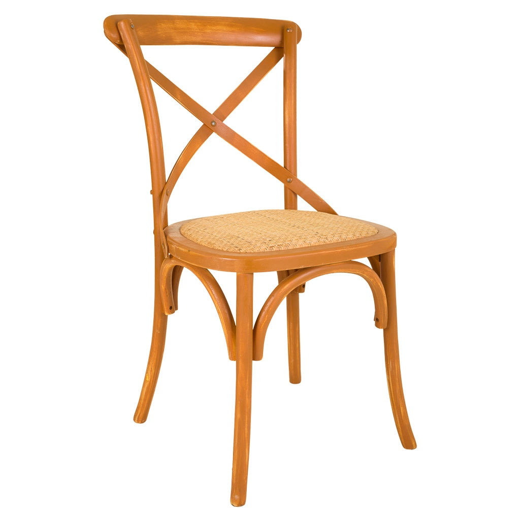 Sedia in legno e seduta in rattan marrone 44x42x46/88h