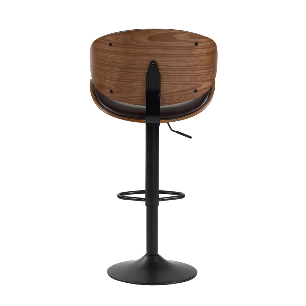 Sgabello da bar girevole e regolabile in altezza; in PU marrone; con schienale ergonomico