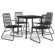 Set da Pranzo da Giardino 5 pz | Set Salotto da Giardino Nero in Rattan PVC