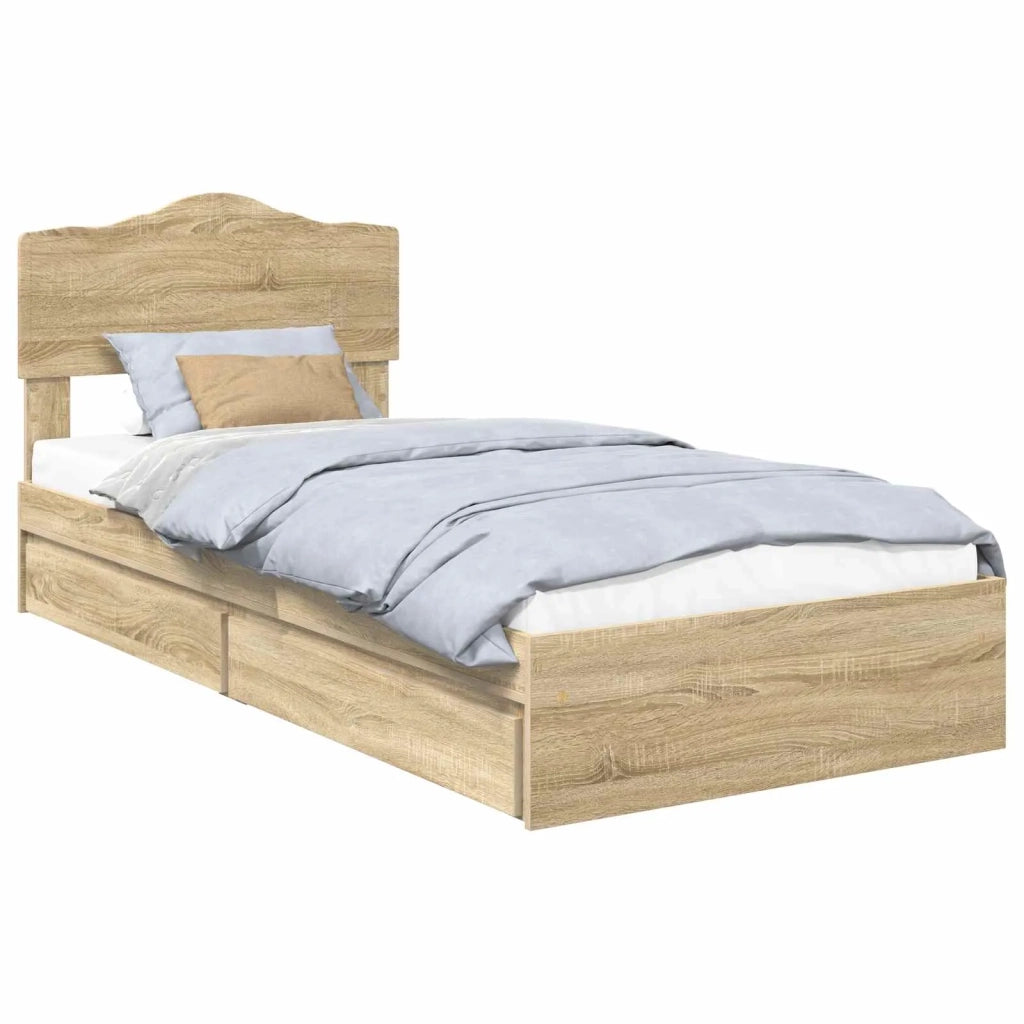Letto con Contenitore con testiera Rovere Sonoma 90 x 200 cm