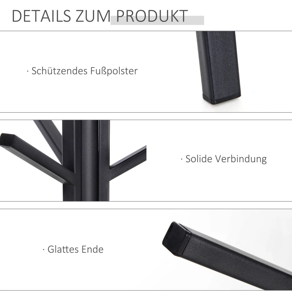Appendiabiti da terra nero in metallo e MDF con 8 ganci, 180 cm