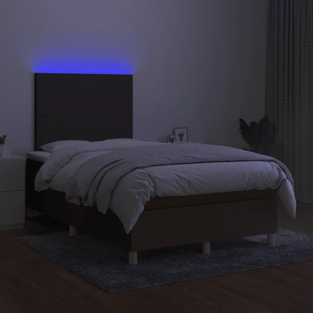 Letto a Molle Materasso e LED MarroneScuro 120x190cm in Tessuto 3270235
