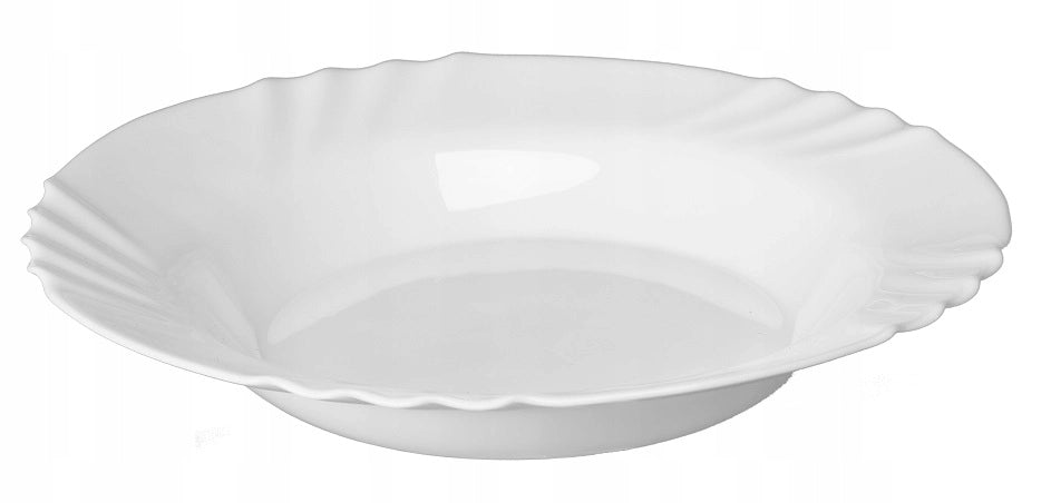 Piatto fondo KADAX 23 cm per zuppa, vetro bianco, piatti grandi in vetro