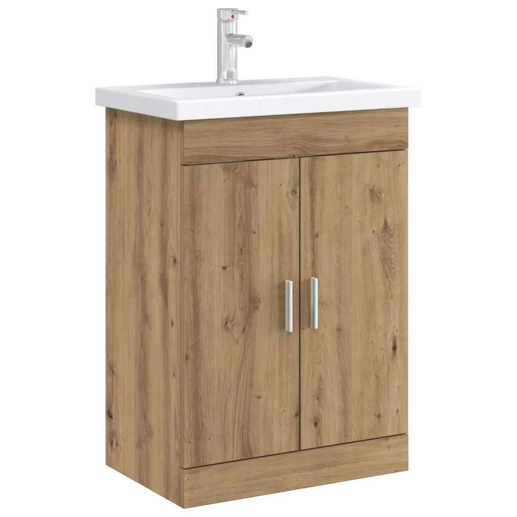 Mobiletto da Bagno Sotto Lavabo Rovere Artigianale 890695