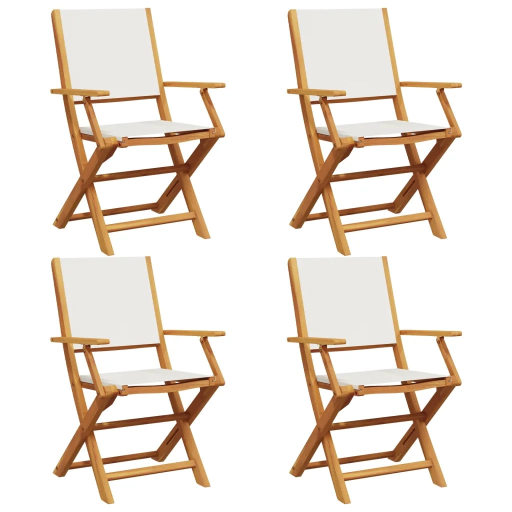 Sedie da Giardino Pieghevoli 4 pz | Sedie da Esterno Bianco Crema Tessuto e Legno
