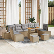 Set Divano da Giardino  da 10 Pezzi con Cuscini Beige Polyrattan Acacia
