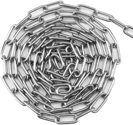 Catena in acciaio inossidabile - Anelli saldati - Leggera e portatile - Argento - Ideale per DIY e catene per cani - Adatta per uso all'aperto