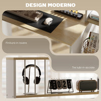 Scrivania per Computer Moderna 113x45x138.5 cm con Libreria e Porta CPU Rovere