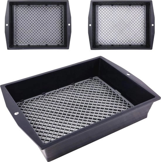 Strumento da giardino 2 in 1 | Set di raccoglitori rotondi con ampiezza di rete regolabile | Ideale per terreno, sabbia e rifiuti | Attrezzo da giardino di alta qualità 39,5x29x11cm