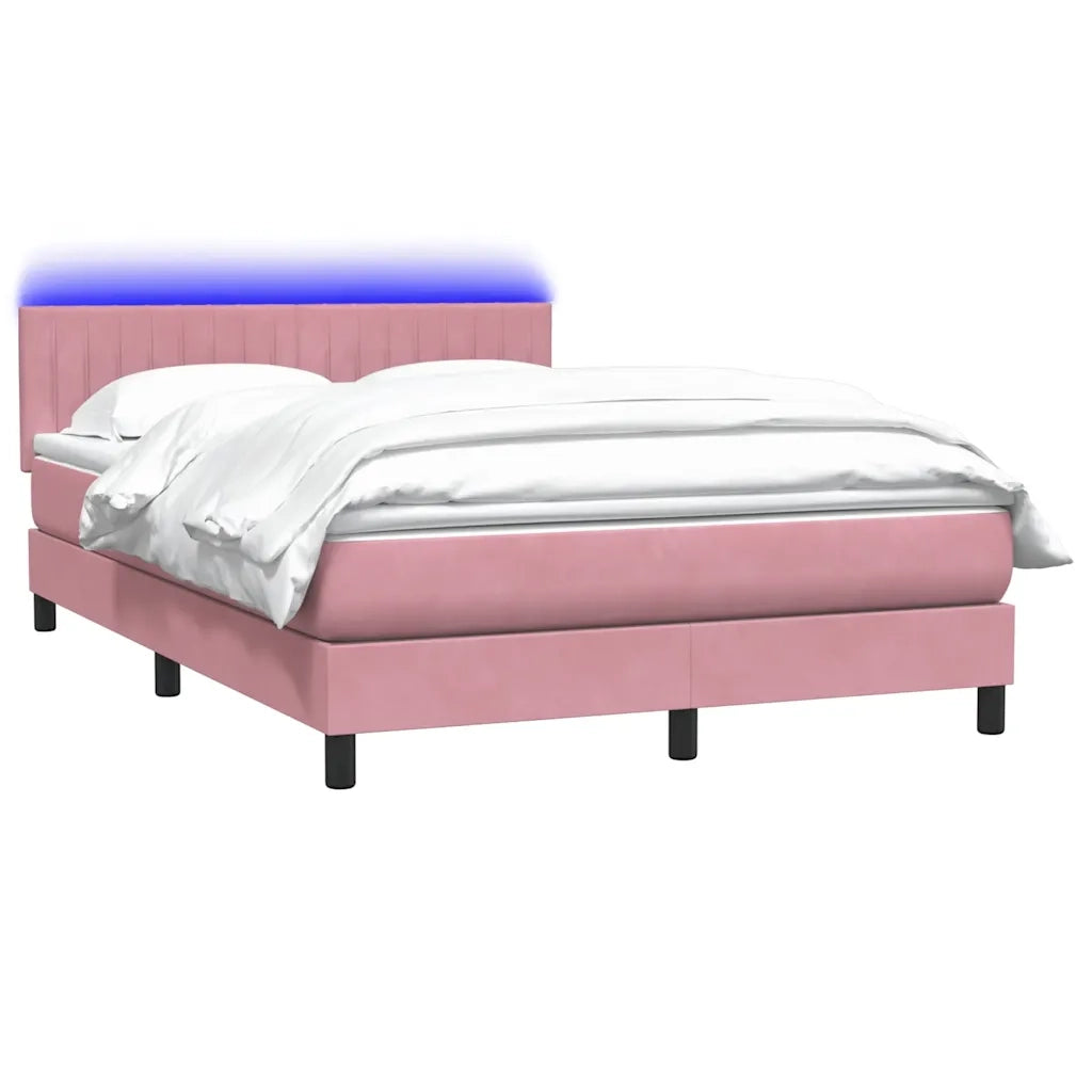 Letto a Molle con Materasso e LED Rosa 160x210 cm in Velluto 3317084