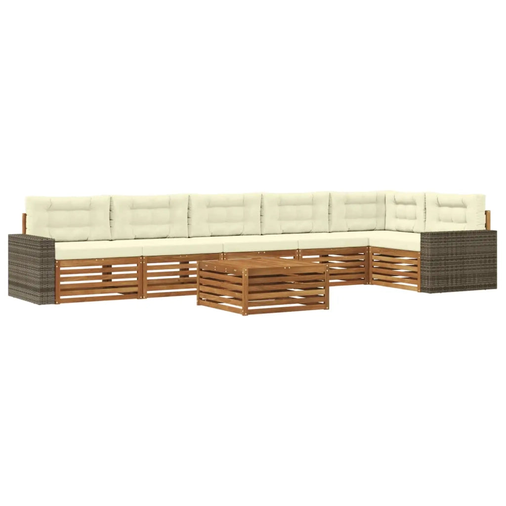 Set di divani da esterno 7 pcs Naturale e Crema 79 x 79 x 37 cm