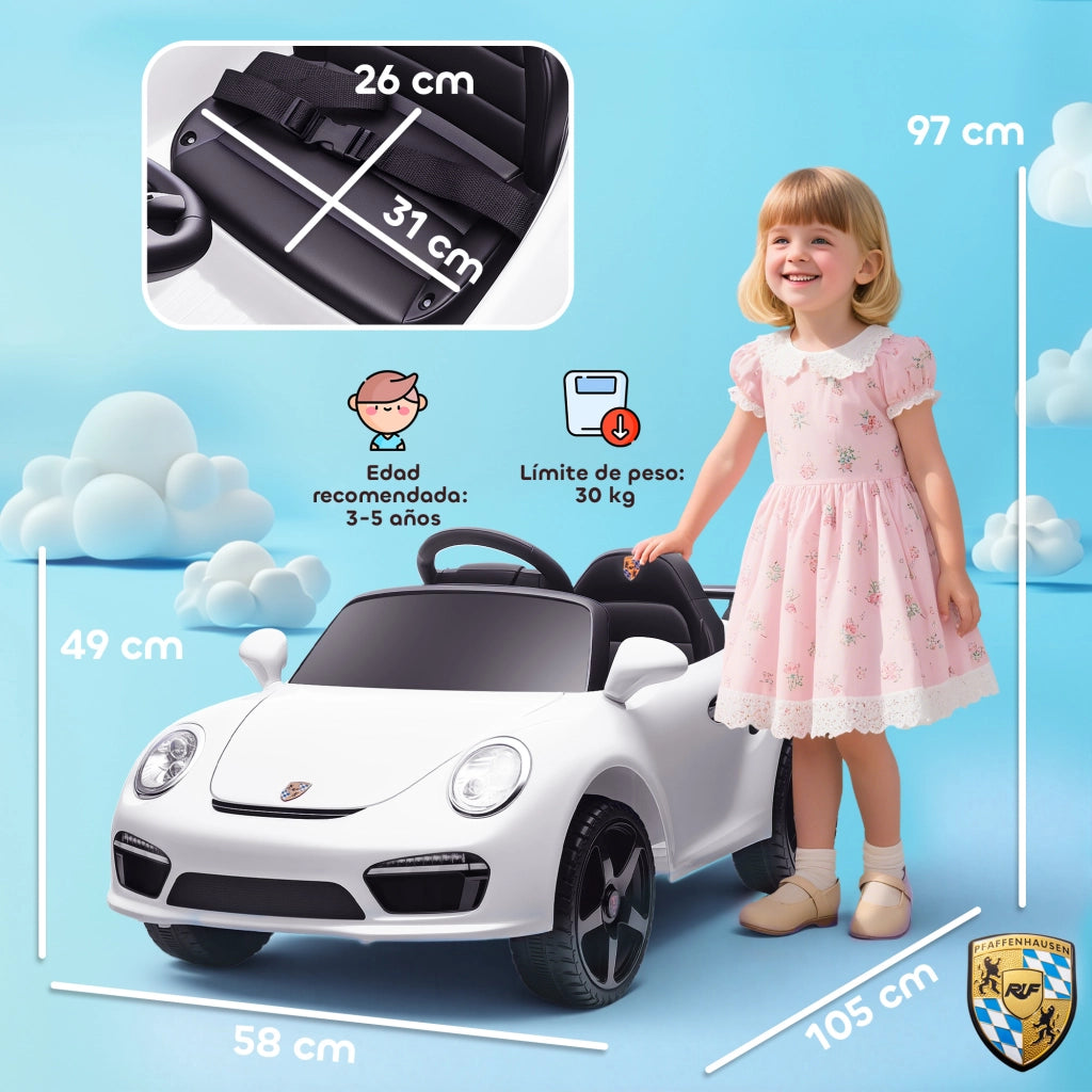 Auto Elettrica Bambini RUF CTR 3 Clubsport ¨C Xylo ¨C Bianco con Telecomando