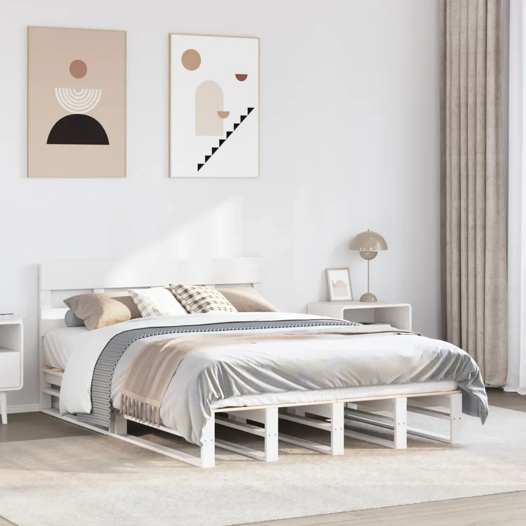 Letto senza Materasso Bianco 120x200 cm Legno Massello di Pino 3302292