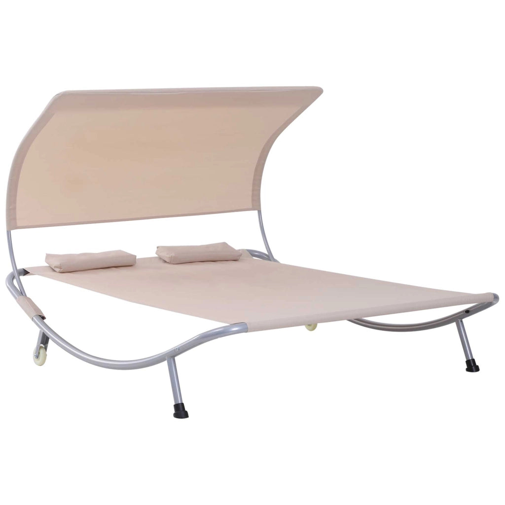 Letto da Giardino 2 Posti con Baldacchino Regolabile ¨C Zephmum ¨C Poliestere Sabbia 200x100x50