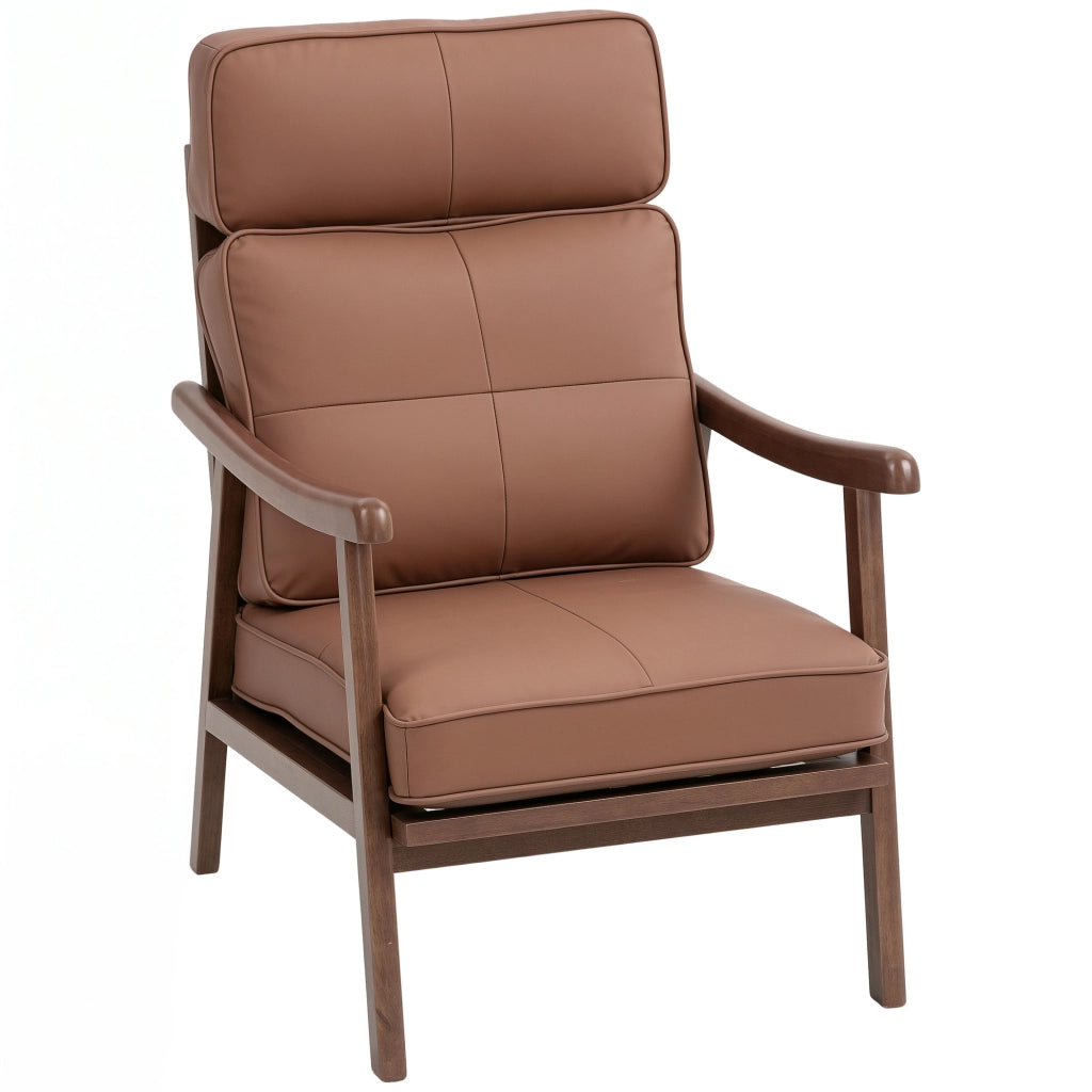 Poltrona Relax ¨C Xylo ¨C Rivestimento PU Marrone, Struttura Legno Noce, Cuscini Imbottiti