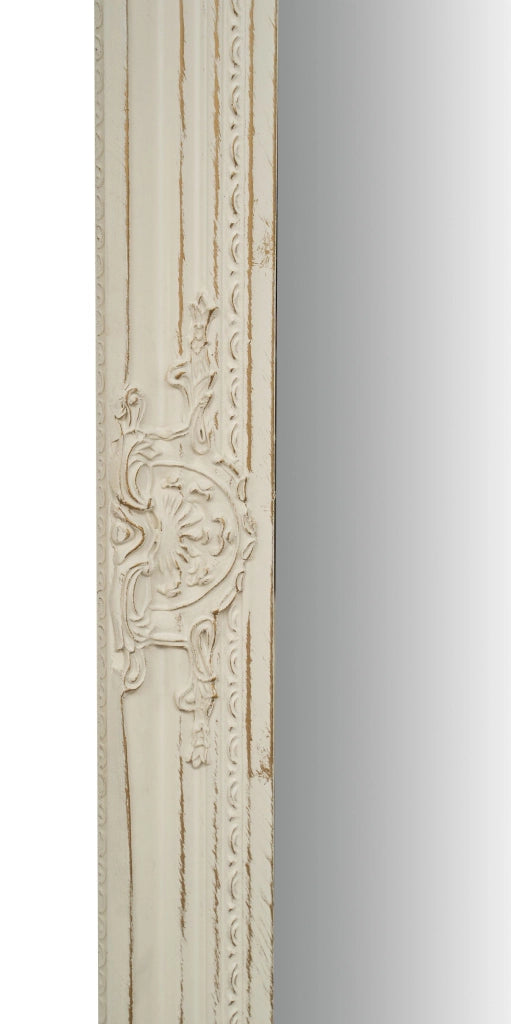 Biscottini Specchio Specchiera da parete e appendere verticale/orizzontale L60xPR4xH90 cm finitura bianco anticato
