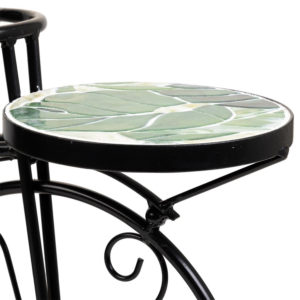 Supporto bici in mosaico Verde e ferro battuto 67x26,5x43h