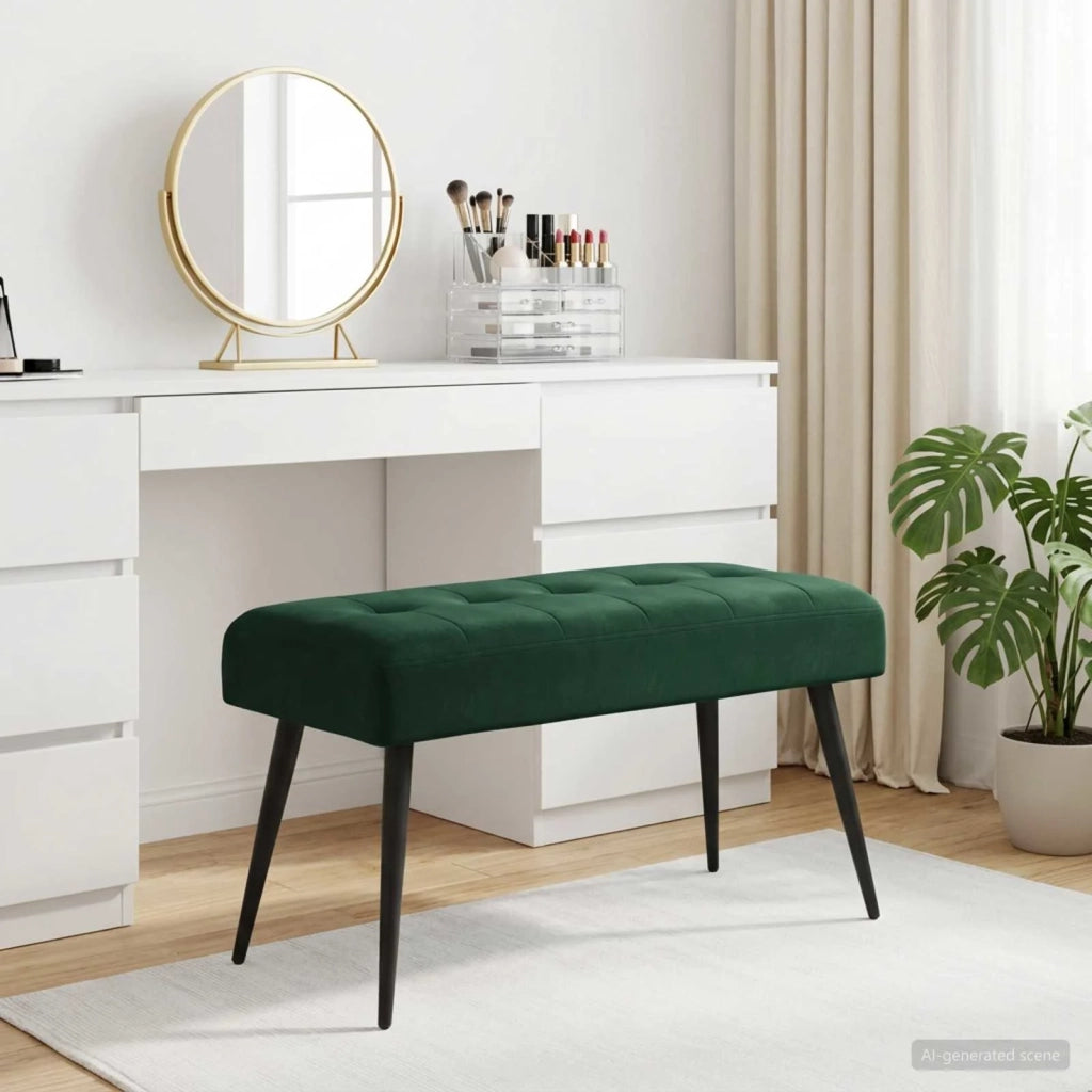 Panchina con bottoni imbottiti Verde Scuro 80 x 40 x 46 cm 42038517