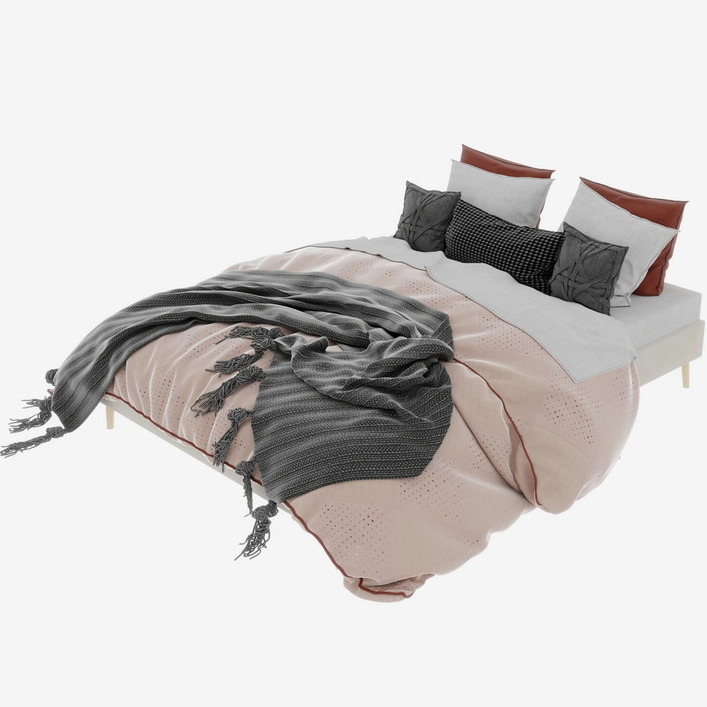 Letto per adulti 160 × 200 cm con struttura stabile, senza materasso, in tessuto e metallo, beige moderno