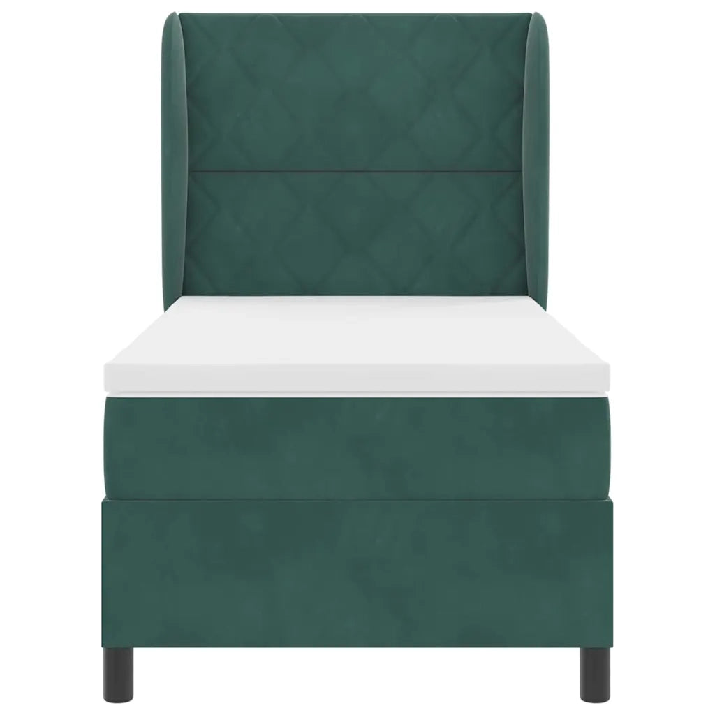 Letto a molle con materasso Verde Scuro 190 x 90 cm Velluto 3340961
