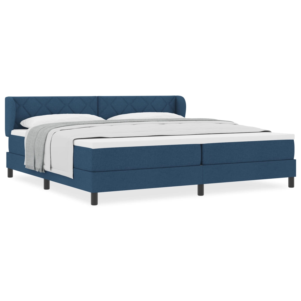 Letto Box Spring con Materasso Blu 200x200 cm Tessuto